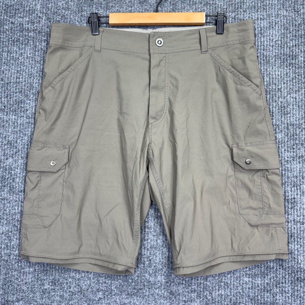 KUHL Renegade Cargo Shorts Mens 38 Khaki Green Hiking Outdoor Utility